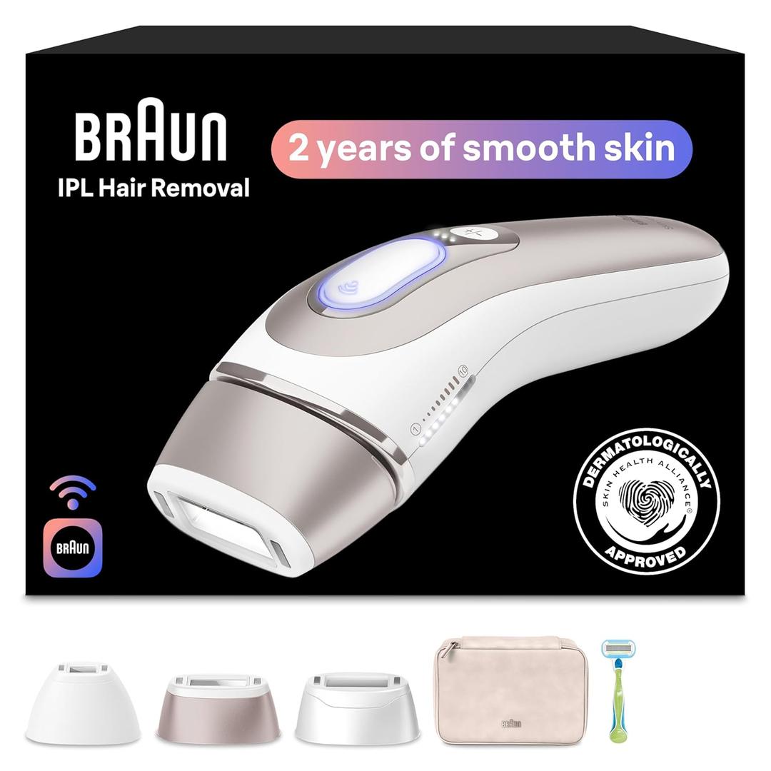 Braun Smart IPL, Skin iExpert Pro 7, VOGUE's Best Hair Removal Device, IPL Hair Removal for Women and Men, Permanent Laser Hair Reduction At-Home, World's 1st Smart App, 3 Heads, IPL7243
