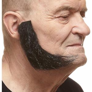Mustaches Realistic, L Shaped Fake Mutton Chops Sideburns, Black