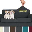MAXIJIN 3 Piece Couch Covers for 2 Cushion Couch Sofa Cover, Stretch Loveseat Sofa Slipcovers for Sofas with 2 Large Cushions, Thick Dogs Pet Furniture Covers (71"-91", Gray)