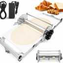 Electric Foldable Dough Sheeter, 51.18"×22.44" Working Surface, Commercial Stainless Steel Dough Roller, 10 Adjustable 2-30mm Thickness Heavy Duty Pasta Machine for Bakery Pizza Croissant Pastry
