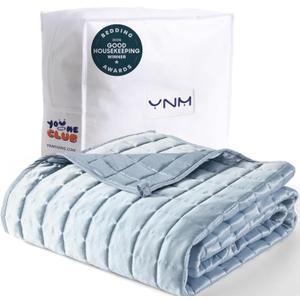 YnM Cooling Weighted Blanket for Adults, 15lbs Heavy Bed Throw Comforter with 100% PE Fabric, Ideal for Hot Sleepers or Summer Days(60x80 Inches for Queen/King Bed, 15 Pounds, Blue)