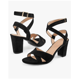 Aomigoct Strappy Heels for Women Wedding: Comfortable Chunky Heel Sandals for Party - Ladies Open Toe Heels Shoes, Size:8