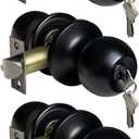 BESTTEN 2 Pack Door Knob with Lock and Key, Keyed Different, Matte Black
Entrance Door Lock, Standard Ball
