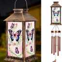 YHmall Wind Chimes for Outside, 37" Hanging Solar Windchimes Outdoors Memorial Butterfly Gifts for Women Mom Grandma, Solar Lanterns Wind Chimes for Home Patio Yard Garden Decor