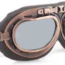 Evomosa Vintage Pilot Style Motorcycle Goggles for Half Helmet (Silver)