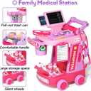 Phobby Doctor Kit for Toddlers Aged 3 4 5, Medical Pretend Play Set for Kids with Bag and Costume, Doctor Cart Toy for Girls Boys Birthday Gift (Pink)