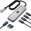 VCOM 10Gbps USB C Hub5 Ports USB 3.2 Gen 2 Splitter with 100W Power DeliveryAluminum USB Type C to USB Hub Multiport Adapter for MacBook Pro/Air and More Thunderbolt/USB C Laptop (Gray)