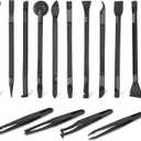 14 Pcs Plastic Crevice Cleaning Tool Car Detailing Spatula Set Black Scraper Tool Non-scratch Small Putty Knife Anti-static Tweezers for Tight Spaces
