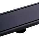 304 Stainless Steel Linear Shower Floor Drain with Tile Insert Grate Removable Cover 12 inch Long Rectangle, Matte Black Plated Finish