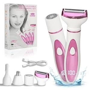 Beanify Wet & Dry Electric Razor for Women Men, 4 in 1 Rechargeable Led Display Electric Shaver and Facial Hair Remover, Painless Ladies Body Razors for Nose Face Body Leg Bikini Arm Hair