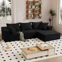 Vamcheer Modular Sectional Sofa with Chaise, Modern L Shaped Cloud Couch with Deep Seat, Sectional Couches for Living Room, Bedroom, Office, No Assembly Required, Black 66.9"D x 106"W x 22"H