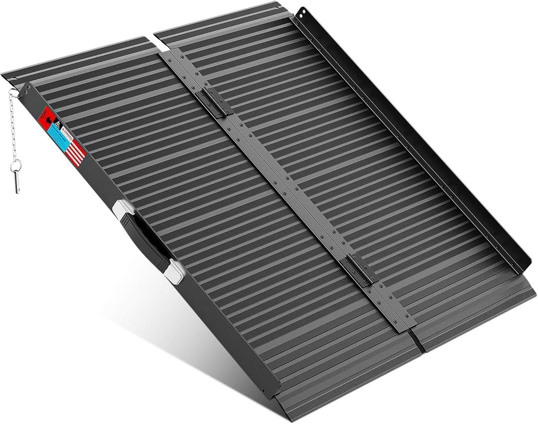 WHALEMOTOR Black Portable Wheelchair Ramp, 3FT No-sew Non-Slip Aluminum Wheelchair Ramp, Folding Portable Wheelchair Ramps for Home, Weight Capacity Up to 800 LBS, Loading Dock Plates