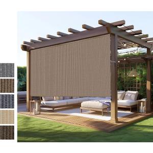 Outdoor Roller Shade for Patio, Exterior Cordless Blinds Patio Shades Roll Up Outdoor Blinds Screen for Porch Gazebo Pergola Backyard Privacy Protection, UV Sun Block Fade-Resistant 10ft Wide x 8 H