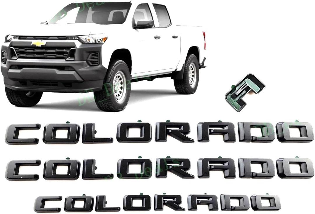 Overlay New Emblem 3D Letter Side Door Rear Tailgate Badge Nameplate Compatible with 2023-2024 Colorado Set (Matte Black)