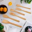 2 x Bamboo Kitchen Utensils, 6 pcs Nonstick Spatula Tools with Handles, Heat Resistant Spatula Set, Non-stick Cooking Utensil, Premium Wooden Spoon Sets