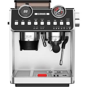 GIANNA Espresso Machine with Grinder, 20 Bar Professional Espresso Maker with Removable Water Tank, Milk Frother for Latte & Cappuccino, Ideal for Home & Office