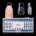 Gellen Short Coffin Press on Nails - 504Pcs Clear Acrylic Nail Tips, Half Matte Finish, Full Coverage Short Coffin Press on Nails 12 Sizes for DIY & Salon Manicure