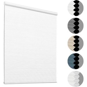 HOMEDEMO Cellular Shades Cordless Light Filtering, Honeycomb Shade Blinds, Thermal Insulated Noise Reduction for Windows Inside & Outside Mount White-Light Filtering 24" W x 36" H