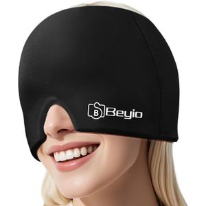 Migraine Relief Cap, All Around Gel Covered Reusable Headache Relief Cap, Black Migraine Cap for Headache Relief, Puffy Eyes