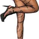 CanB Skull Fishnet Stockings Sexy High Waist Tights Spider Thigh High Pantyhose for Women (One Size, Pumpkin)