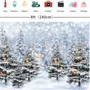 Winter Forest Photography Backdrop 8x6FT Christmas Tree Snowy Snowflake Wonderland Scene Background Winter Holiday Party Decorations Supplies Photo Props