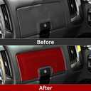 Car Carbon Fiber Decal Copilot Dashboard Sticker Cover Interior Trim for Chevrolet Silverado/GMC Sierra 1500 2500HD 3500HD 2014-2018 Accessories Red
