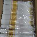 Gold Plastic Silverware 50 Guests,Pre Rolled Silverware Set Wrapped Plastic Cutlery Set Include 50 Forks,50 Knives,50 Spoons and 50 Napkins Heavy Duty Disposable Utensils for Party