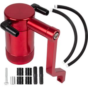 RANSOTO Oil Catch Can 5.7L 6.4L HEMI Compatible with 2011-up Dodge Charger Challenger Chrysler 300 Jeep Grand Cherokee, Z-Bracket Tech and Billet Aluminum Oil Separator Tank (Red)