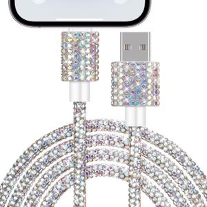 for iPhone Charger Cord [MFi Certified] USB A to iPhone Cable Bling Sparkling Diamond Fast Charging Cords for iPhone 14 13 12 11 Plus Pro Max iPad 9th 8th 7th Gen USB Cable 4FT for Women Man