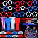4th of July Glow Sticks Bracelets Necklaces with Connectors, 6 Red White Blue Glasses Glow in The Dark Party Supplies, Light Up Party Favors for Kids Adults, 250th Anniversary USA Accessories