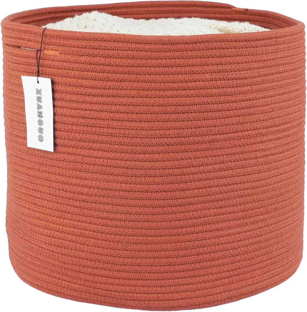 Cotton Rope Basket For Girls Boys Kids 16X14 Baby Laundry Basket Nursery Bin Round Woven Baskets Organizer For Storage Toys Blankets Shoes Clothes rustic