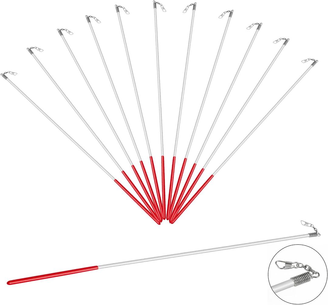 4 x 12 Pack Gymnastic Batons Ribbon Sticks 19 Inch Gymnastics Sticks, White Rod Red Handle, Portable Ribbon Pole Wand, No Ribbons Included