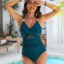 Blooming Jelly Womens One Piece Swimsuit Metal Modest Tummy Control Bathing Suit Slimming Full Coverage Mesh Swim Suits (Blue, XXL)