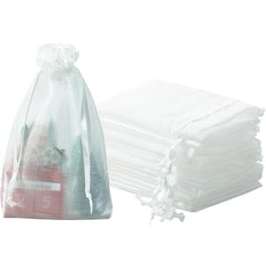 QIANF 20 Pcs White Small Organza Bags 6X9 inch for Wedding Favors with Drawstring, Mini Mesh Gift Bags Jewelry Pouch for Candy Bridal Shower Party Favor Baby Shower Christmas