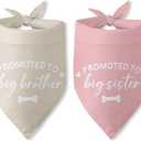 Promoted to Big Brother Sister Bandana Gender Reveal Triangle Scarf Announcement Photo Props Accessories for Large Medium Small Dogs 2 Packs
