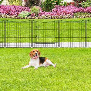 INJOPEXI Garden Fence 6 Panels 11.8ft(L)24in(H) Decorative Garden Fences with 5 Panels + 1 Gate, Rustproof Metal Wire No Dig Temporary Rabbit Animal Barrier Fencing Dog Fence for Yard Outdoor Patio