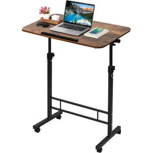 Small Standing Desk Adjustable Height, Rolling Computer Desk, Mobile Standing Desk with Wheels, Portable Stand Up Desk,Tall Computer Table, Adjustable Desktop Sit Stand Desk (24"x16",Rustic Brown)