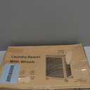 Sufdari 90L Laundry Basket with Wheels, Rolling Laundry Hamper with Lid and Handles, Plastic Rattan Clothes Organizer, Dirty Clothes Basket for Laundry Room, Bedroom, Dormitory Storage