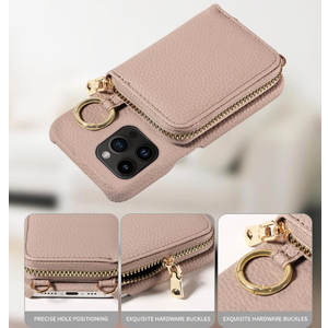 Wallet Case for iPhone 11 Pro Max 6.5 & Shoulder Strap Ring Buckle, Luxury PU Leather Zipper Flip Organ Purse, Credit Card Holder Stand Phone Cover for iPhone11 11pro Promax i XI Plus, Cream