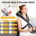 6D Neck Massager for Pain Relief Deep Tissue, Kneading Shiatsu Neck and Shoulder Massager with Heat,Cordless Massager for Back and Shoulder Pain, Gifts for Women Men Home Office Christmas (Black)