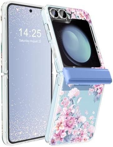 Vowodu Floral Case for Samsung Galaxy Z Flip 6 Case with Hinge Protection, [Precise Camera Protection]+[1*Screen Protector], Wireless Charging Anti-Scratch Shockproof Case for Z Flip 6 5G (Garden) 2Pack