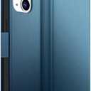 Dssairo for iPhone 15 Wallet Case, PU Leather Flip Folio Case with Card Holders Kickstand,RFID Blocking TPU Shockproof Inner Shell Phone Cover 6.1 Inch 2023 (Blue), Set Of 2