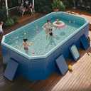 Foldable Non-Inflatable Swimming Pool, Portable Hard Plastic Shell Kids and Adults Pool, Dog Pool for Outdoor, Backyard and Garden, Easy Setup for Fun Water Play, 116" L x 65" W x 21.7" H