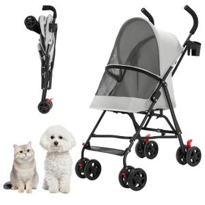 Cat Stroller Foldable Lightweight for Small Dogs Cats 0-15 lbs,Gray