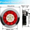 LIGBT 2Pcs 4 Inch Red White LED Round Trailer Tail Lights and Reverse Lights 16LEDs IP67 Waterproof Red Stop Turn Tail Lights and White Backup Lights Kit for Boat Trailer Truck RV