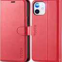 TUCCH Wallet Case for iPhone 12 Pro/12 5G, RFID Blocking Card Slot Stand [Shockproof TPU Interior Case] PU Leather Magnetic Protect Flip Cover Compatible with iPhone 12/12 Pro 6.1-inch, Red