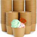 Juvale Snack Cups - 8 oz, Brown, 100 Count - Disposable Paper Ice Cream Cups & Paper Bowls for Sundaes & Ice Cream
