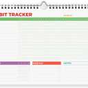 Hadigu Habit Tracker Calendar (Undated 12 Month) with Spiral Bound and Hanger, A4 size (8.3"x11.7"), Habit Planner, Daily Weekly and Monthly Tracker, Colorful Layout