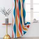 MeZQ Blackout Curtains 84 inch Long 2 Panels Set, Wave Grommet Bedroom Blackout Curtains, Thermal Insulated and Noise Reduce Drapes with Geometric Pattern for Living Room, Orange, 52" W x 84" L