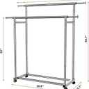 Clothes Rack for Hanging Clothes, Stainless Steels Coat Rack with Wheels, Clothing Rack, Garment Rack, Portable Closet, Portable Closet, Adjustable Length (XXL)